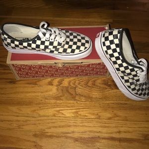 Black and white Checkered Vans